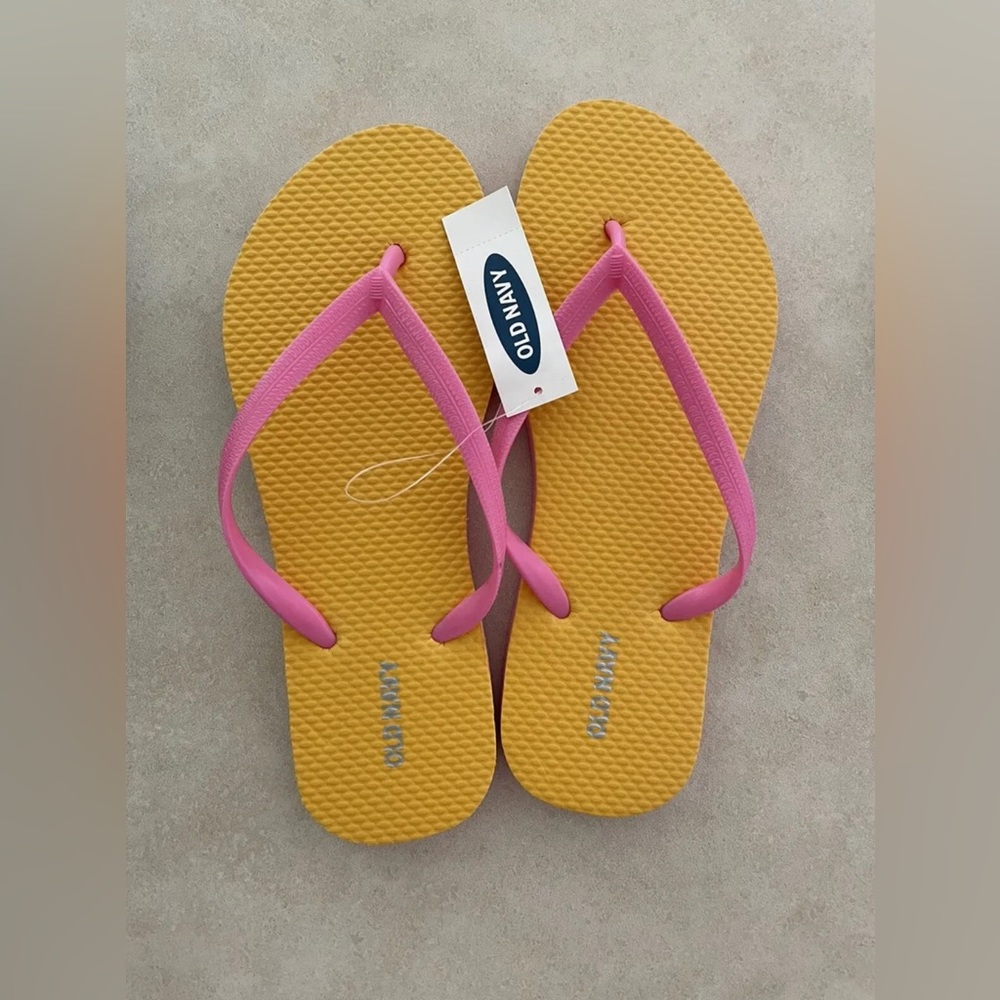 OLD NAVY Classic Flip-Flops Thong Sandals 2 Tone Pink/Orange NWT Women's size 6